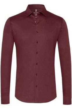 Desoto Slim Fit Jerseyhemd Aubergine, Einfarbig