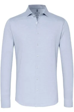Desoto Slim Fit Jerseyhemd Hellblau, Einfarbig