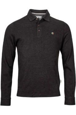 Giordano Comfort Fit Longsleeve Poloshirt Dunkelgrau, Einfarbig
