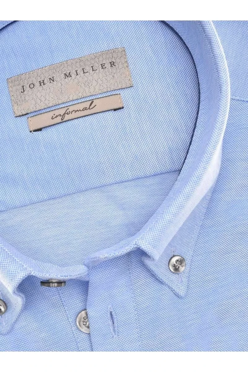 John Miller Slim Fit Longsleeve Poloshirt Blau, Einfarbig 2 John Miller Slim Fit Longsleeve Poloshirt Blau, Einfarbig – Bild 2