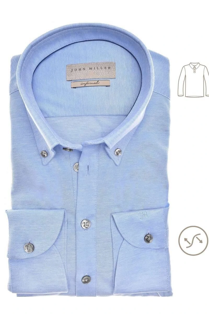 John Miller Slim Fit Longsleeve Poloshirt Blau, Einfarbig 1 John Miller Slim Fit Longsleeve Poloshirt Blau, Einfarbig