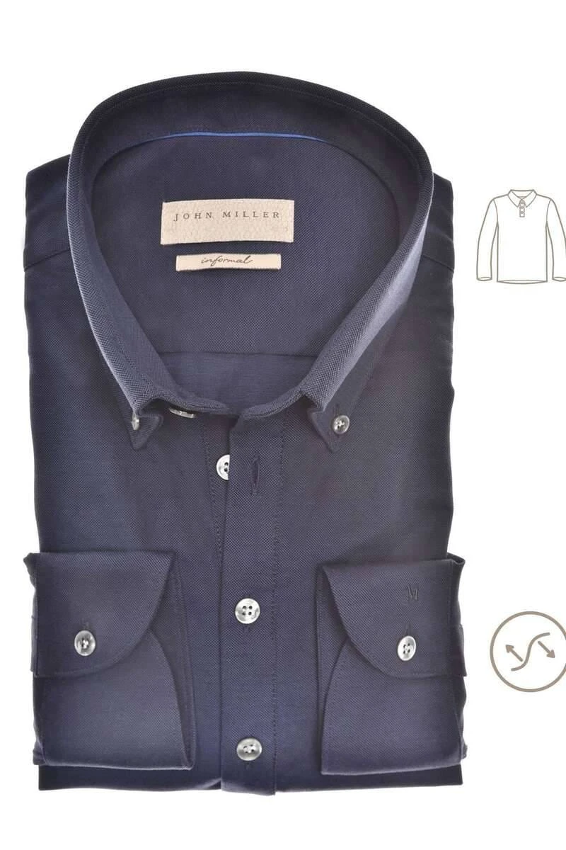 John Miller Slim Fit Longsleeve Poloshirt Navy, Einfarbig 1 John Miller Slim Fit Longsleeve Poloshirt Navy, Einfarbig