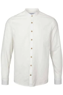 Kronstadt Dean Slim Fit Flanellhemd Weiss, Einfarbig
