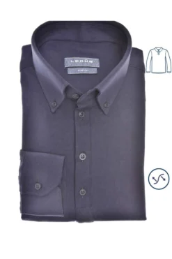 Ledȗb Modern Fit Longsleeve Poloshirt Navy, Einfarbig