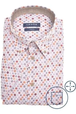 Ledȗb Modern Fit Hemd Pink, Gemustert