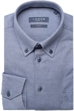 Ledȗb Modern Fit Hemd Dunkelblau, Einfarbig