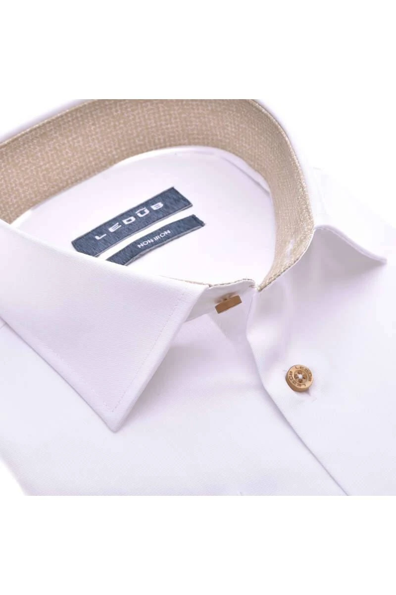 Ledȗb Modern Fit Leinenhemd Weiss, Einfarbig 2 Ledȗb Modern Fit Leinenhemd Weiss, Einfarbig – Bild 2