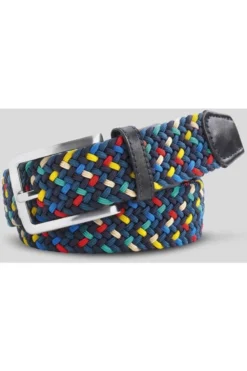 Meyer Herren Gürtel Aus 55% Polyester / 45% Elasthan, Patte Aus Leder3,5 Cm Mehrfarbig, Strukturiert