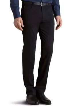 Meyer Regular Fit Five-Pocket Herren Stoffhose Schwarz,Einfarbig