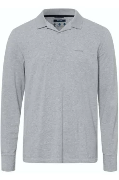 Pierre Cardin Modern Fit Longsleeve Poloshirt Grau, Einfarbig