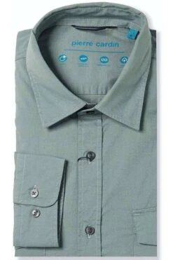 Pierre Cardin Modern Fit Hemd Grün, Einfarbig