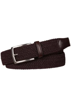 Profuomo Herren Gürtel Aus Elastisches Band3,5 Cm Dunkelbraun, Einfarbig
