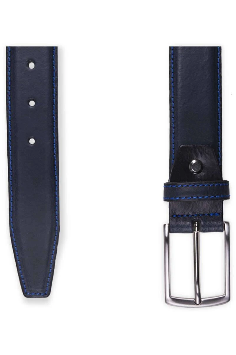 Profuomo Herren Gürtel Aus 100% Rindleder3,5 Cm Navy, Einfarbig 2 Profuomo Herren Gürtel Aus 100% Rindleder3,5 Cm Navy, Einfarbig – Bild 2