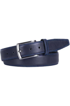 Profuomo Herren Gürtel Aus 100% Rindleder3,5 Cm Navy, Einfarbig