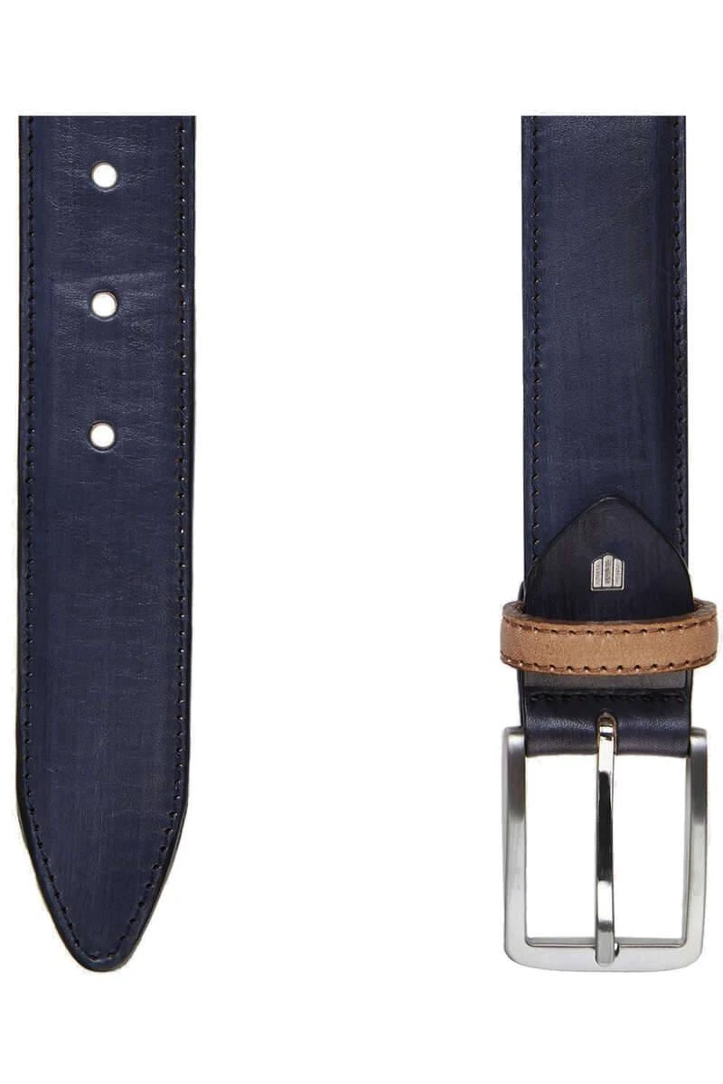 Profuomo Herren Gürtel Aus 100% Rindleder Blau/braun, Einfarbig 3 Profuomo Herren Gürtel Aus 100% Rindleder Blau/braun, Einfarbig – Bild 3