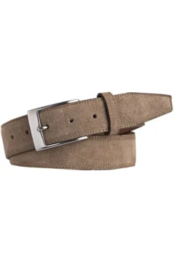 Profuomo Herren Gürtel Aus Wildleder3,5 Cm Taupe, Einfarbig