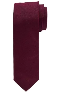 Profuomo Slim Krawatte 100% Seide Bordeaux, Einfarbig