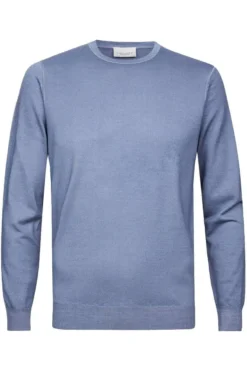 Profuomo Slim Fit Herren Pullover Rundhals Hellblau