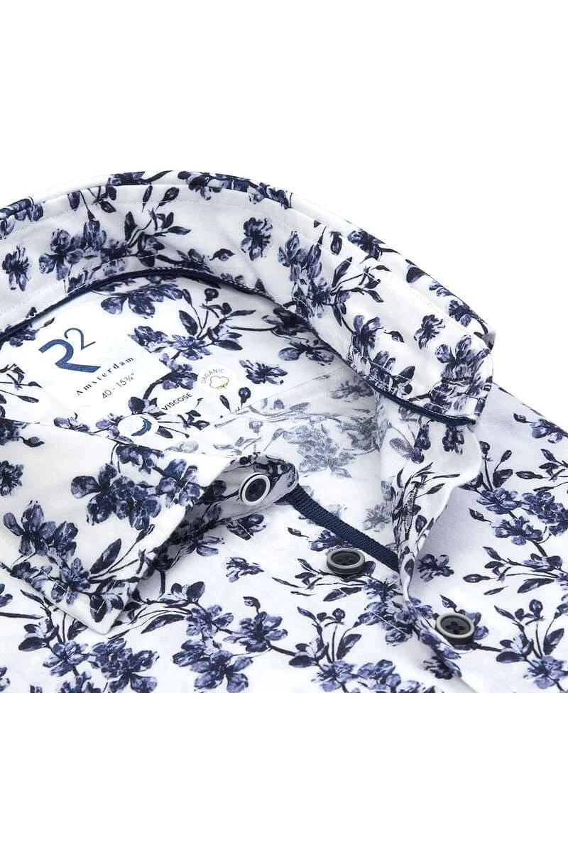 R2 Amsterdam Modern Fit Hemd Blau, Gemustert 2 R2 Amsterdam Modern Fit Hemd Blau, Gemustert – Bild 2