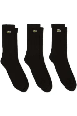 Lacoste Sport Herren Socken Dreierpackschwarz, Einfarbig
